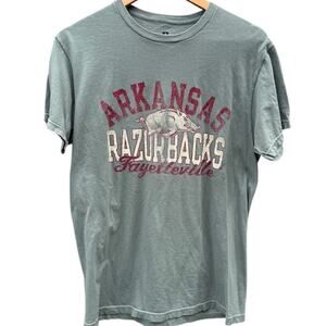 Arkansas Razorbacks Fayetteville Green Gray shirt Russell Athletic Size Small